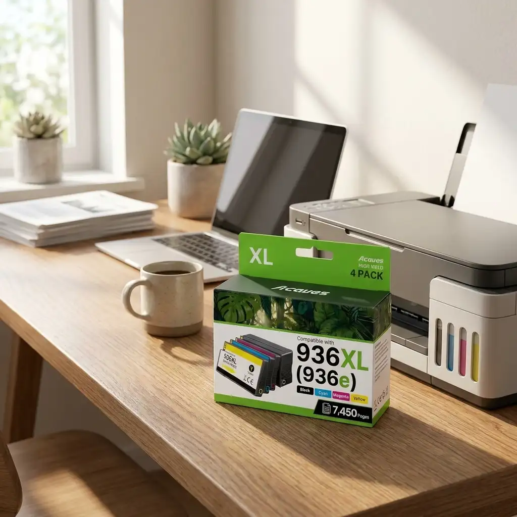 Acaves high-yield ink cartridge showing premium build quality and latest chip technology