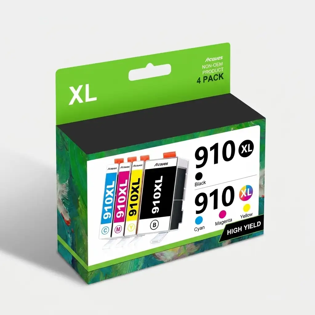 Acaves HP 910XL Compatible Ink Cartridges 4-Pack Black Cyan Magenta Yellow